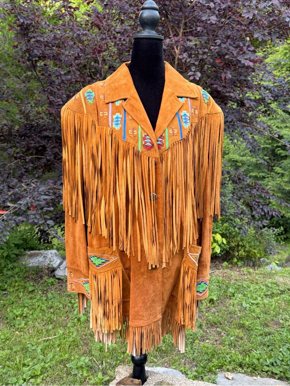 NWOT Fringed Suede Western Leather Jacket in Russet - Picture 5 of 5